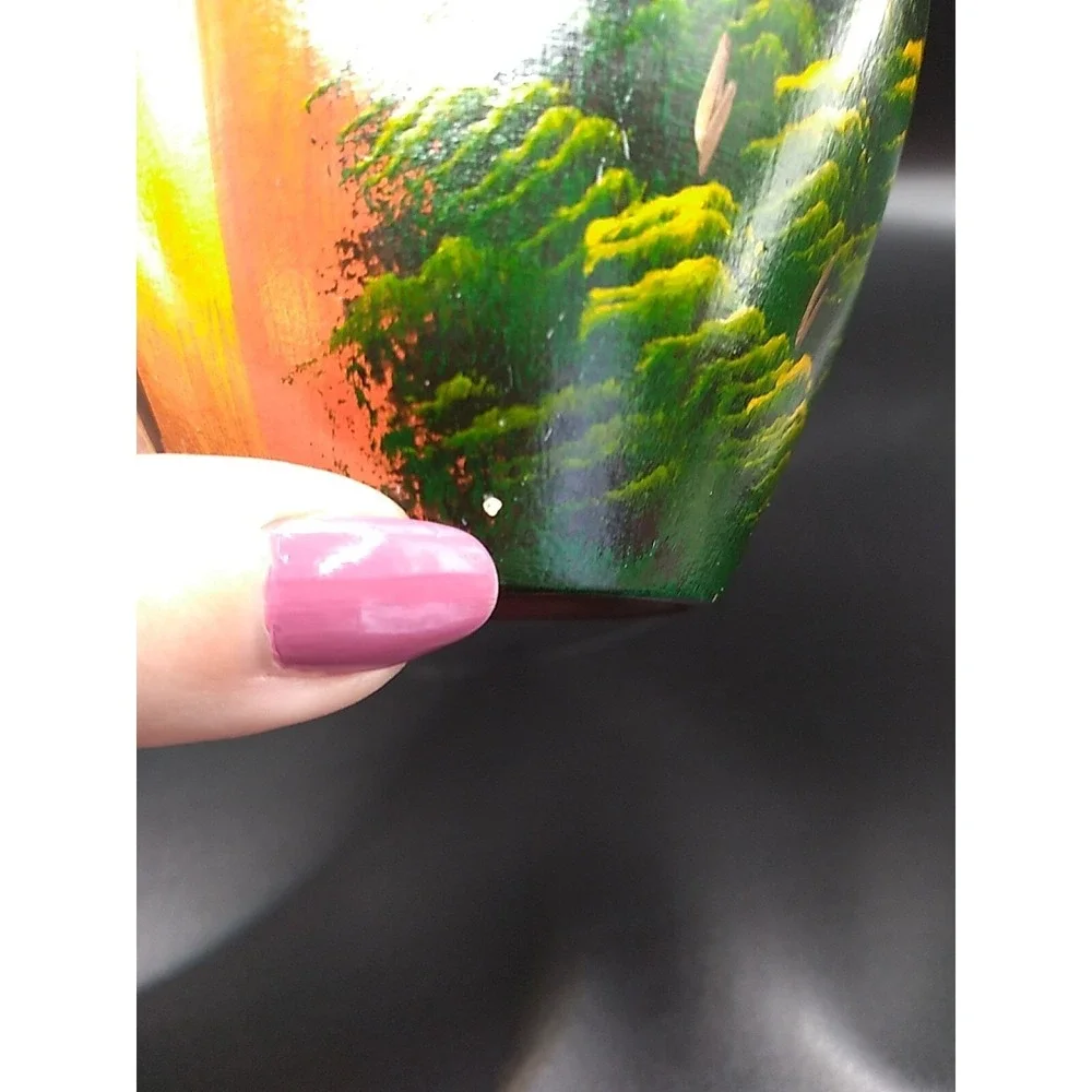 Small Pottery Vase Made In Peru Handpainted Signed Nina 4.75 in tall